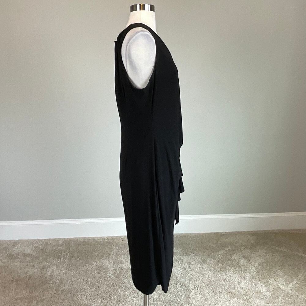 Betsy & Adam Sleeveless Ruffled Sheath Cocktail Party Dress Black Size 14W LBD - Picture 6 of 13